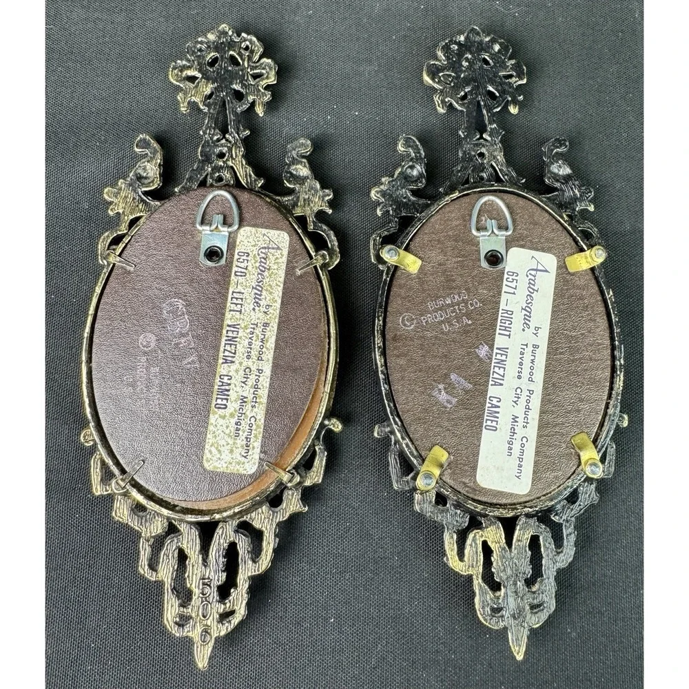 Vintage Lot Of 2 Arabesque Venezia Cameo Wall Hangings 9